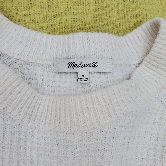 Madewell Womens Short Sweater Pullover Ivory Cream Cotton Merino Wool M/S - Picture 3 of 5